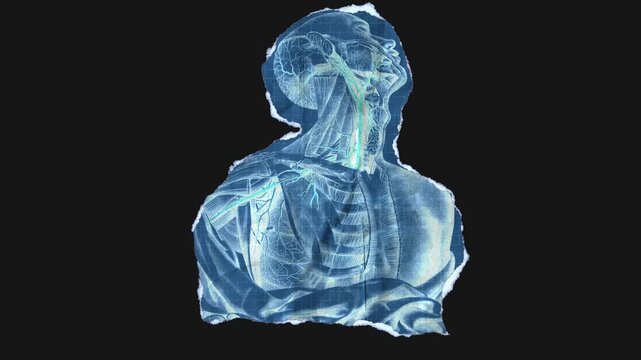 A drag and drop vintage anatomical themed blueprint that animates into place from torn paper.

