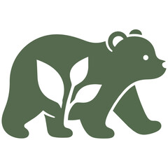 Fototapeta premium Green bear silhouette walking forward slowly.