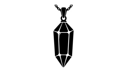 Crystal Pendant: A striking black silhouette of a faceted crystal pendant hangs from a delicate chain, exuding an aura of mystical elegance and timeless beauty. © Md