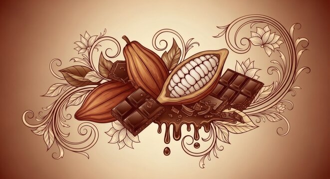 World Chocolate Day Artistic Cocoa and Chocolate Illustration