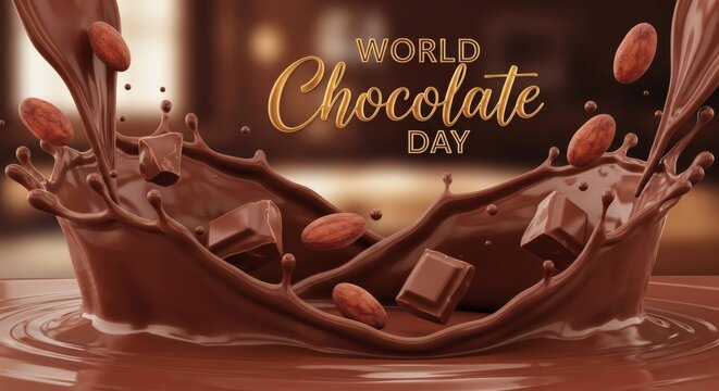 World Chocolate Day Chocolate Splash Celebration Banner.