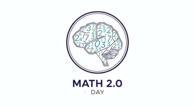 Math 2.0 Modern Brain with Numbers and Digital Education Concept