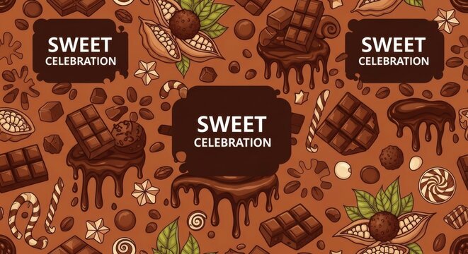 Sweet Celebration Chocolate Seamless Pattern Background