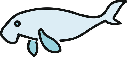 Aquatic mammal manatee or dugong swimming with flippers © anatolir