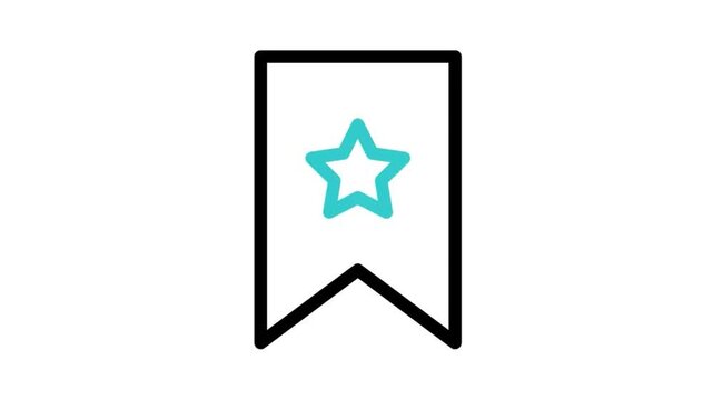 Animated Bookmark with Star Favorite Tag Line Icon (Use Multiply Blend Mode)