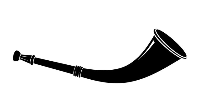 Hunting Horn Silhouette: A classic hunting horn, depicted in a stark black silhouette, ready to sound the call for adventure and tradition.