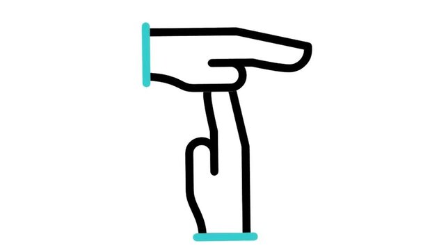 Animated Time Out Hand Gesture Pause Line Icon (Use Multiply Blend Mode)
