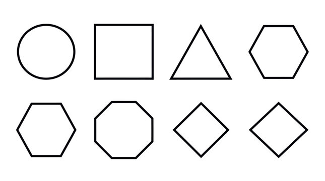 Set of basic geometric shapes with black outlines on a white background