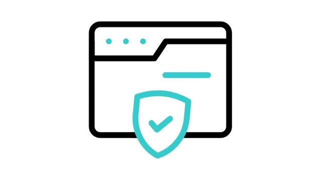 Animated Web Browser Shield Security Protection Line Icon (Use Multiply Blend Mode)