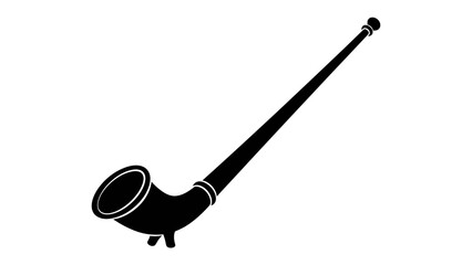 Alphorn Silhouette: A striking black silhouette of an alphorn, a traditional alpine horn, presented against a clean background, highlighting its unique elongated shape. © Asma