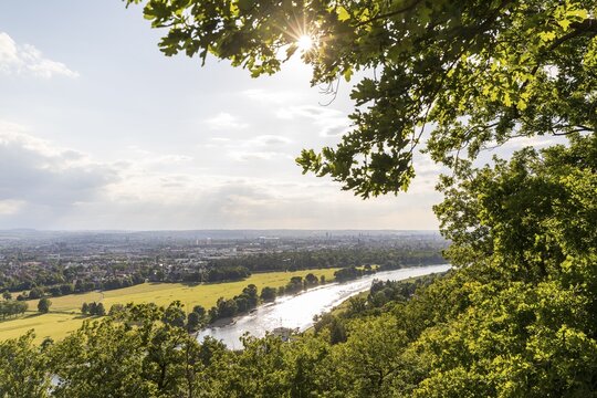 View of Dresden and the Elbe from Agnesh&ouml;he, Pappritz, Dresden, Saxony, Germany