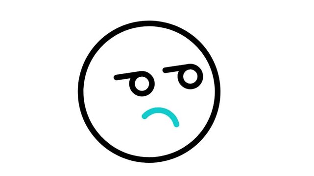 Animated Suspicious Unamused Face Emoji Line Icon (Use Multiply Blend Mode)