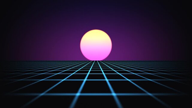 Colorful sunset horizon in retro style for looping visuals
