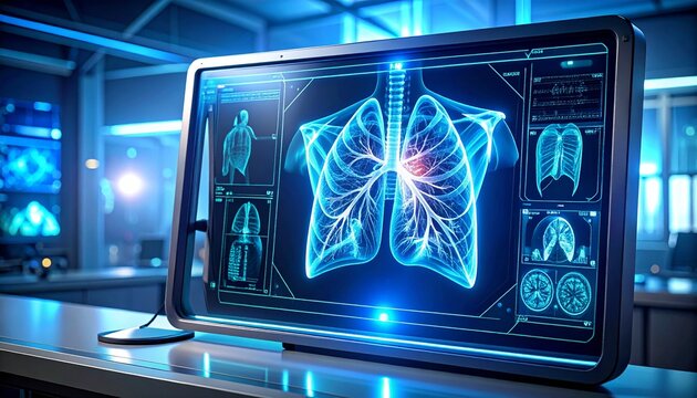 Advanced Medical Imaging Displaying Human Lungs with Diagnostic Data.