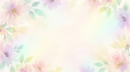 Obraz premium Soft Rainbow Floral Background with Pastel Flowers and Copy Space