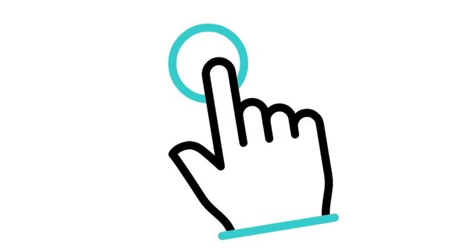 Animated Hand Finger Tapping Touch Screen Line Icon (Use Multiply Blend Mode)