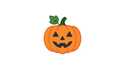 Obraz premium Cute Cartoon Jack-o-Lantern Pumpkin with Green Leaf