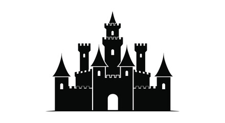 Castle Silhouette Against A White Background Architectural Illustration © Tamim