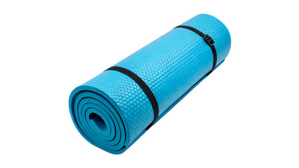 Rolled blue yoga mat fitness training equipment isolated on a transparent background sport asset © Lobov