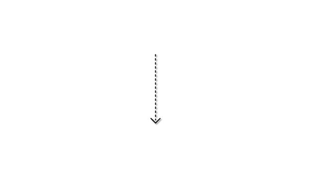 Minimalist Black Dashed Arrow Pointing Down, Motion Graphics Interface Element Overlay Alpha Loops
