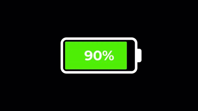 Seamless Loop Animation of Battery Charging from 0 to 100 Percent