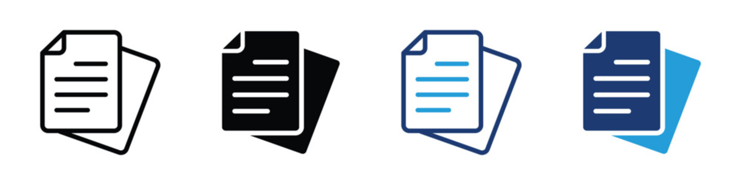 Document file icon with stacked sheets for business records, office documents and digital file management. Document icon. Vector illustration isolated on transparent png