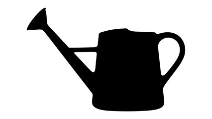 Watering Can Silhouette: A simple black silhouette of a classic watering can, perfect for gardening and botanical illustration. © Ahsan