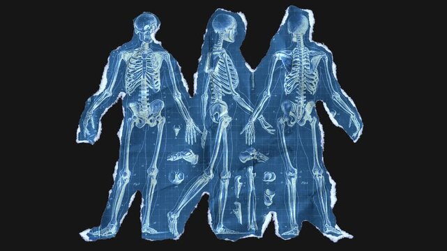 A drag and drop vintage anatomical themed blueprint that animates into place from torn paper.
