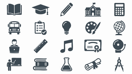 Fototapeta premium Education and Learning Icons Set: School Supplies and Academic Symbols