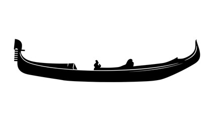 Silhouette Gondola in Venice: A striking black silhouette of a traditional Venetian gondola glides through serene waters, evoking the timeless romance and charm of Italy's iconic canals. © Ahsan