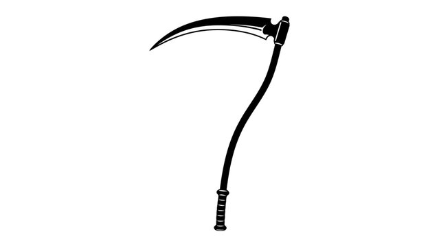 Symbol of Fate: A striking silhouette of a scythe, a timeless symbol of death and the passage of time, presented as a graphic element.