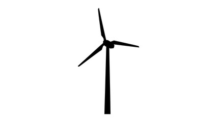 Wind Turbine Silhouette: A striking black silhouette of a modern wind turbine stands against a clean white background, representing renewable energy and environmental consciousness. © Ahsan