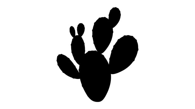 Cactus Silhouette: A stark black silhouette of a prickly pear cactus, its segmented pads and small buds clearly defined, stands as a symbol of arid landscapes.