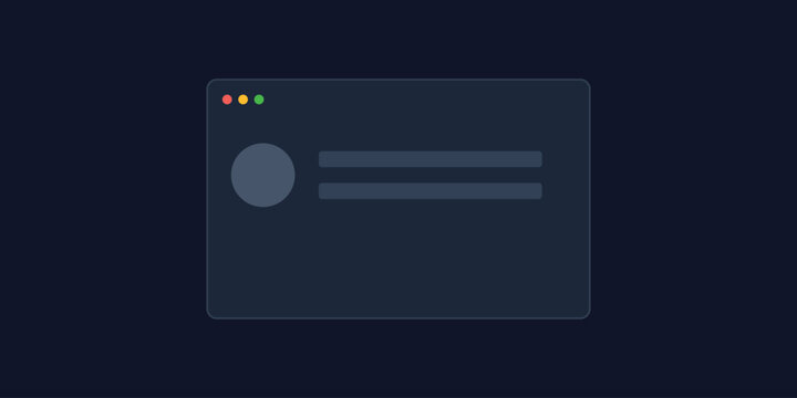 Profile dashboard interface with avatar and text placeholders inside simple browser window.