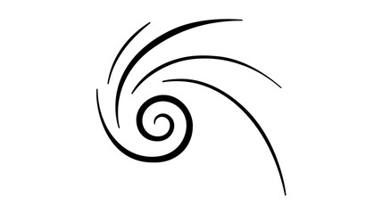Whirling firework spiral vector icon with sweeping black trails, elegant minimalist pyrotechnic illustration for celebration themes, holiday flyers, party logos, stickers, and web graphics