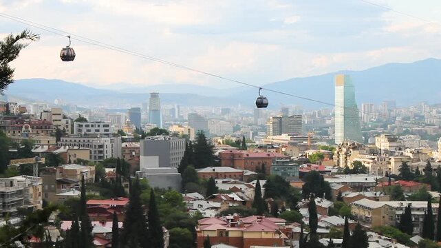 Tbilisi cable car in motion