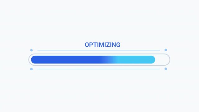 Modern flat vector animation of a rounded optimizing progress bar with smooth loading effect. Ideal for software optimization, web applications, dashboards, and technology projects.