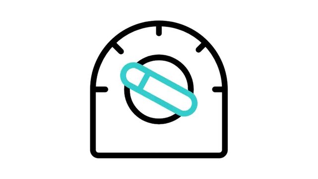 Animated Kitchen Timer Countdown Clock Line Icon (Use Multiply Blend Mode)