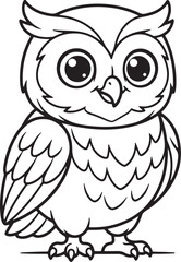 Naklejka premium Owl sitting on a branch line art for coloring