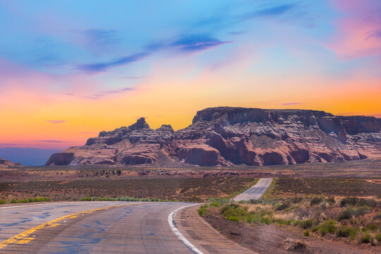 Open road in Red Rock Country of Utah, USA