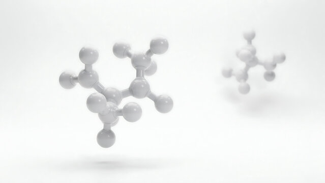 Minimalist white molecular structure model with molecule chemistry minimalist