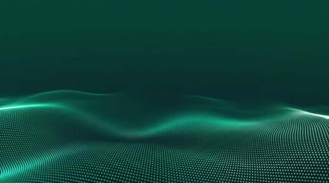 Abstract green wave background with soft flowing curves, light motion lines and smooth vector texture, modern digital wallpaper pattern with blue accents and wavy gradient design