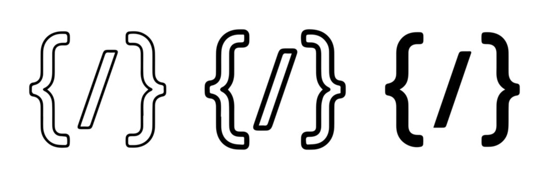 Code Braces Icons, Programming Syntax Symbols, Curly Brackets Set, Web Development Elements