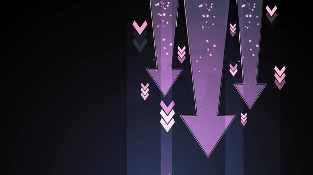 Abstract background with large downward arrows and small chevrons, showing decline falling trend or decrease animation