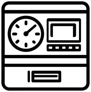 Time clock punch card machine icon line style for tracking work hours