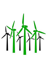 Wind turbine farm silhouette © BlackStarCreations
