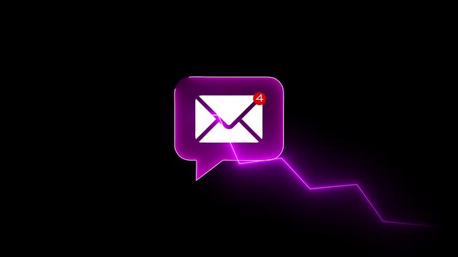 Pink Neon Mail Icon Crisis Financial Graph Moving Downward Stock Market Business Decline Loop Videos