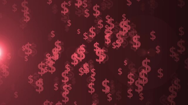 Floating dollar signs background showing money finance wealth profit and business growth concept animation