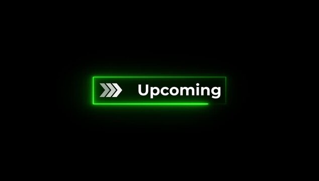 Neon Green Upcoming Title Banner Animation on Black Background Loop.4k video