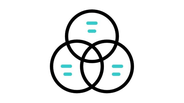 Animated Venn Diagram Circles Data Connection Line Icon (Use Multiply Blend Mode)